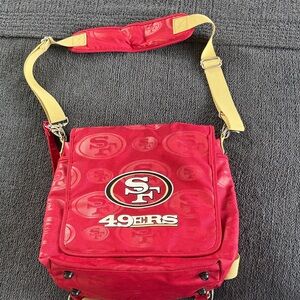 49ers Red and Tan Diaper Messenger / Backpack Bag